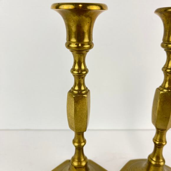 Vintage Pair of 7.5" Solid Brass Candle Stick Holders - Picture 3 of 7